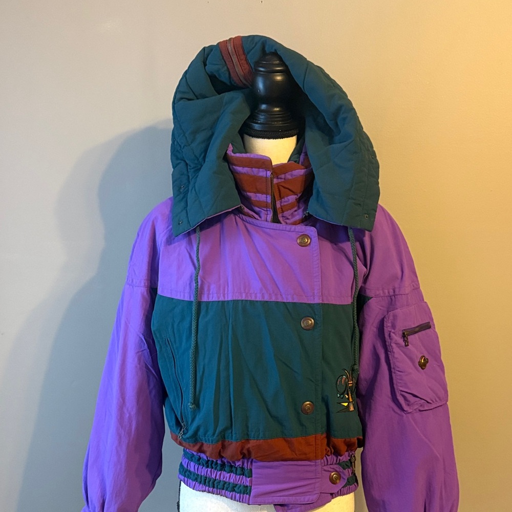 Vintage Bogner Ski Jacket. Purple/Green. Size 6